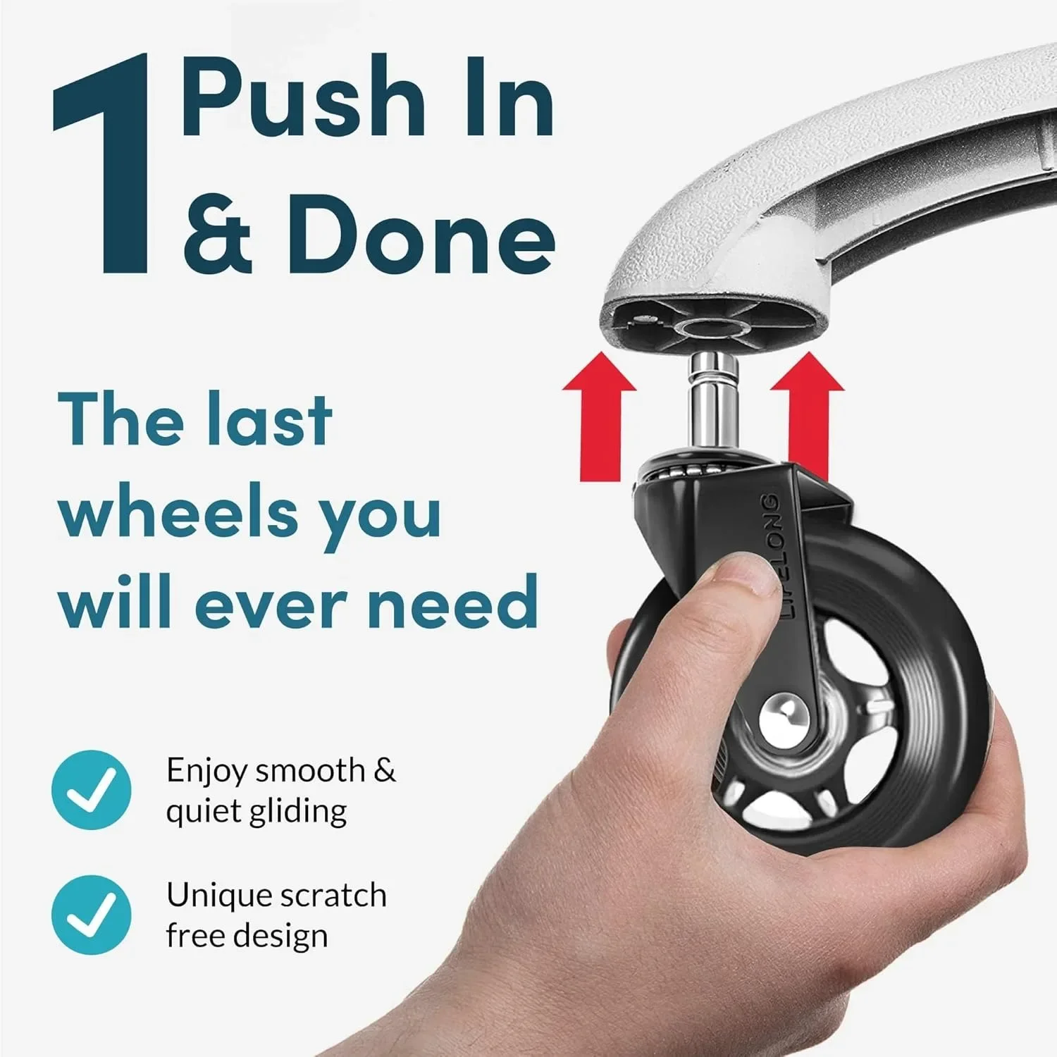 5pcs Office Chair Wheels Replacement Desk 3inch Mute Swivel Caster For Heavy Furniture Universal Polyurethane Rubber Caster