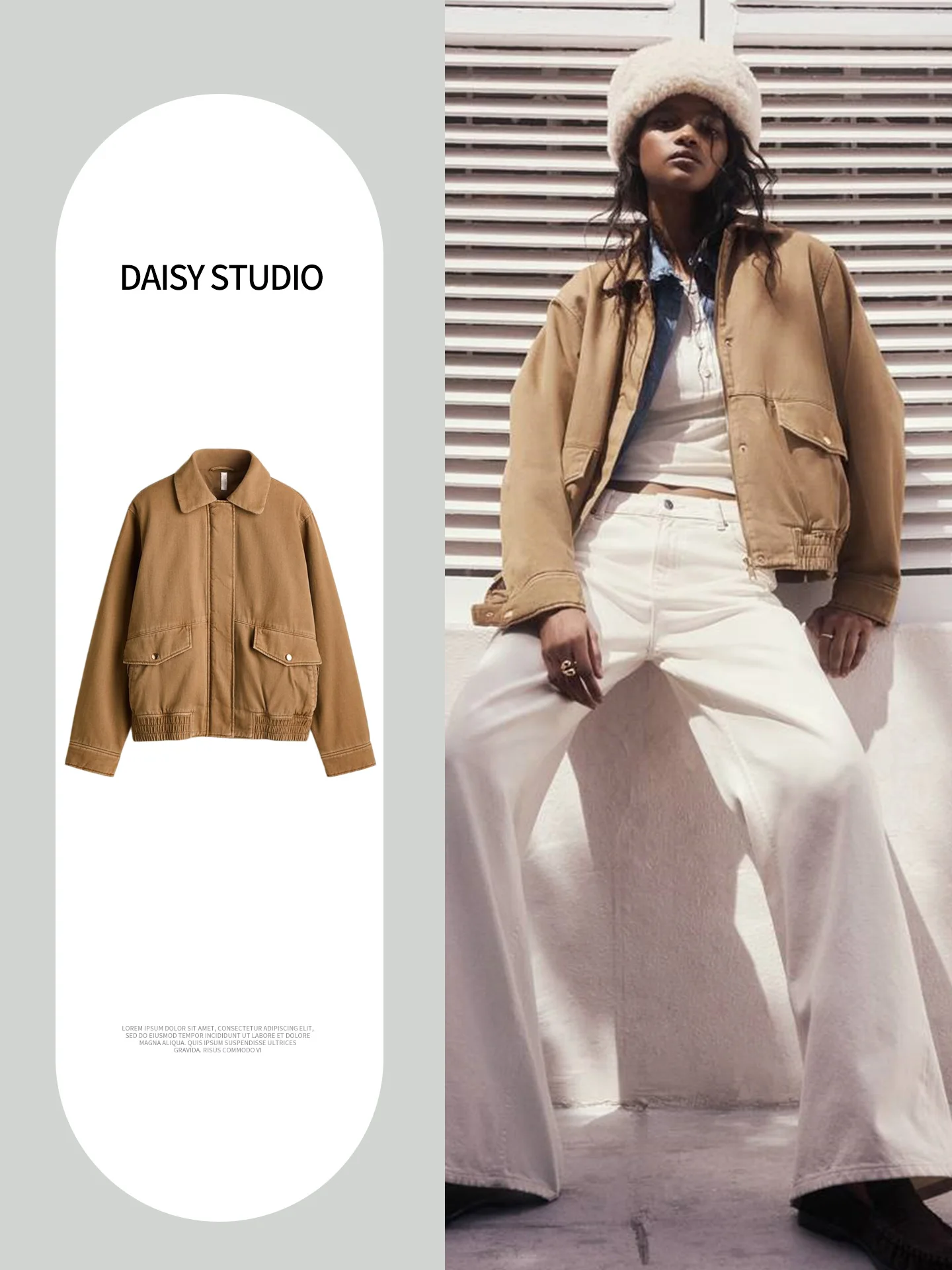 Fall New Women's Pilot Short Jacket Coat Long Sleeve Turn-down Collar Hemmed Bottom Casual Style Loose Fit Polyester Fiber