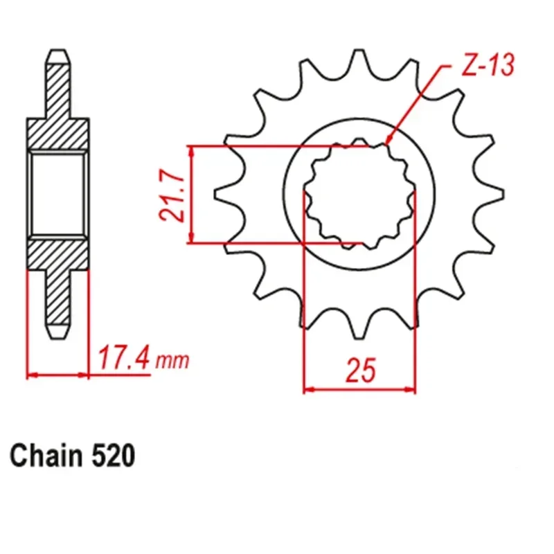 LOPOR 520 CNC 14T 45T ด้านหลังเฟืองรถจักรยานยนต์สําหรับ Honda CB250 Hornet MC31 1996-2007 VT250 FG FG-YA