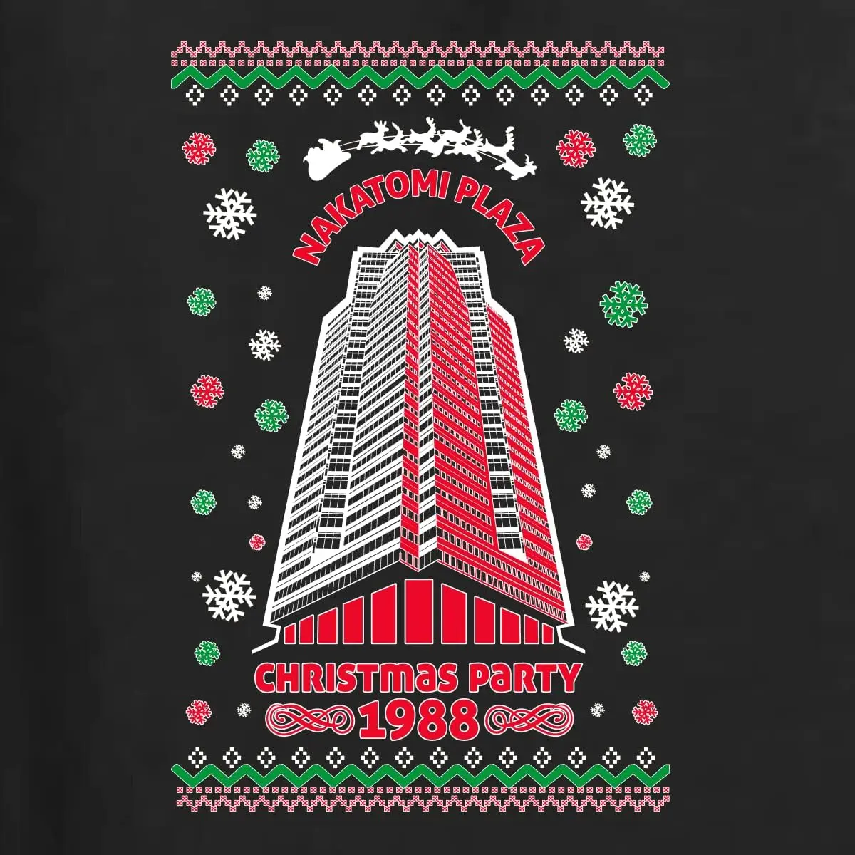 Nakatomi Plaza Christmas Party 1988 Classic McClane Die Hard Ugly Christmas Men's Graphic T-Shirt