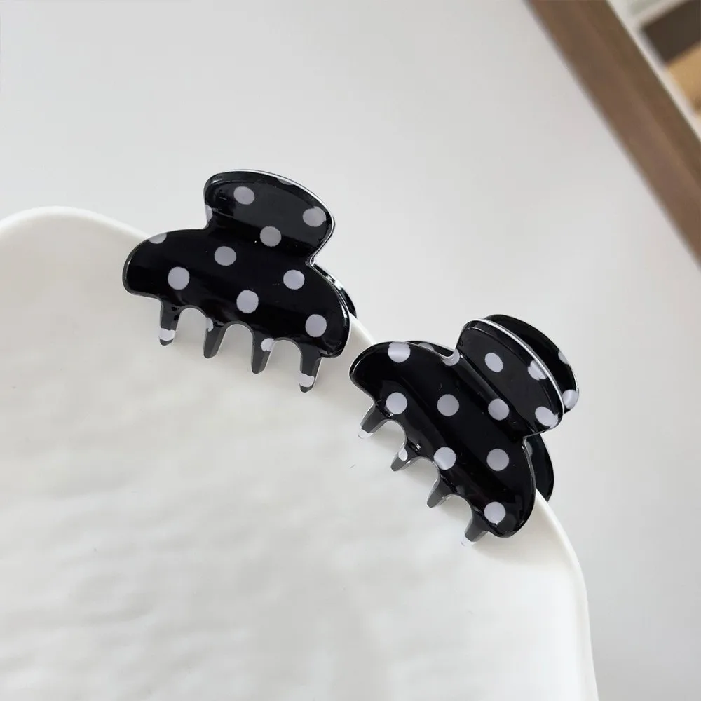 Sweet Small Polka Dot Hair Claw Cute Durable Mini Hair Clips Non-Slip Trendy Acrylic Hair Clamps Office