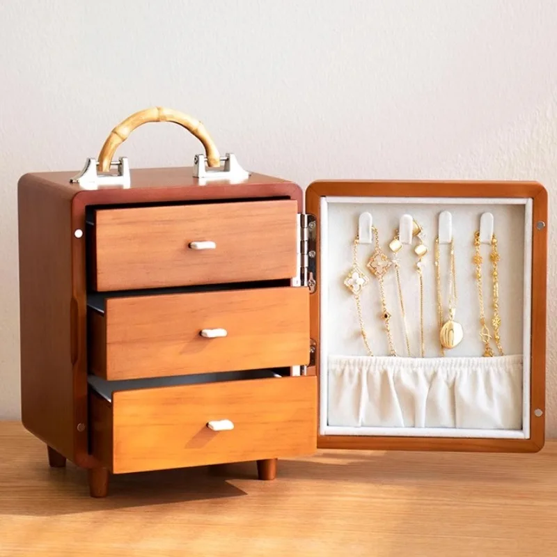 

Solid Wood Jewellery Storage Box Large Bracelet Necklace Organizer Cases Wedding Jewelry Case Ring Earring Pendant Boxes Gift