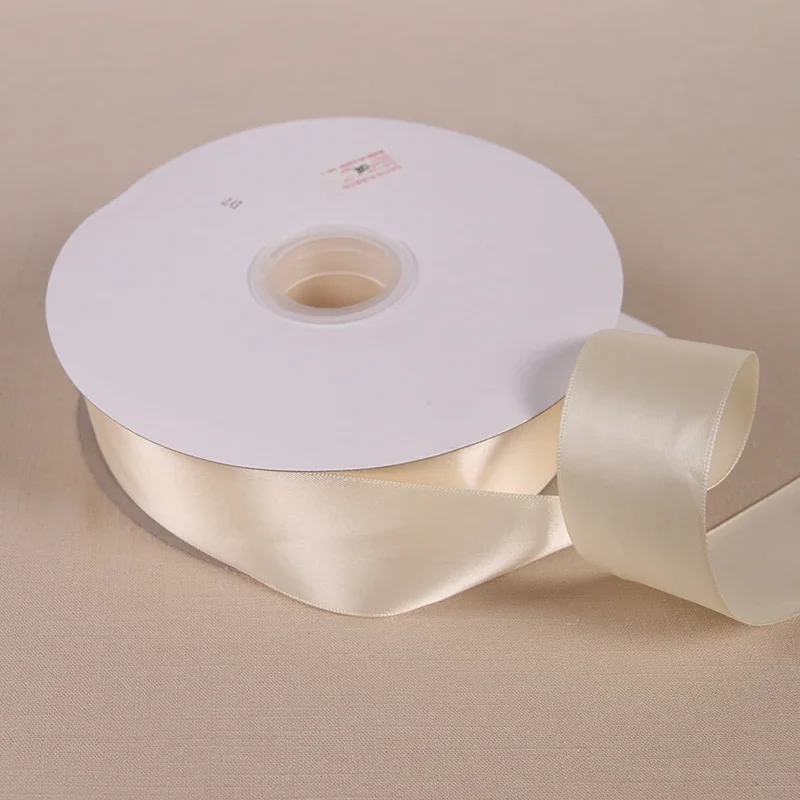 (91 meters/roll) Beige Single Face Satin Ribbon Wholesale Gift Wedding Christmas Decoration DIY Webbing Card Gift Wrapping