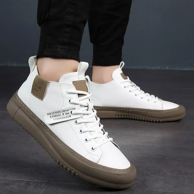 Sneakers Fashion Man Leather Men\'s  Flat Shoes Height Increasing Shoes Lace-Up High Quality Men Sneakers for Men Luxury 2023