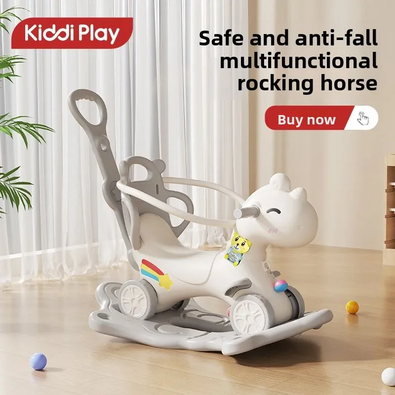 3-w-1 Koń na Biegunach Zabawka dla Niemowląt Małych Dzieci Zestaw do Zabawy dla Chłopców Dziewczynek Unisex Zabawki do Jazdy dla Dzieci w Wieku 1-6 Lat