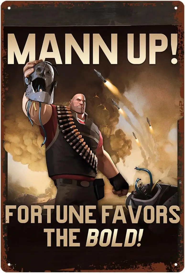 Team Game Fortress 2 TF2 Mann Up Poster Metal Tin Sign 8