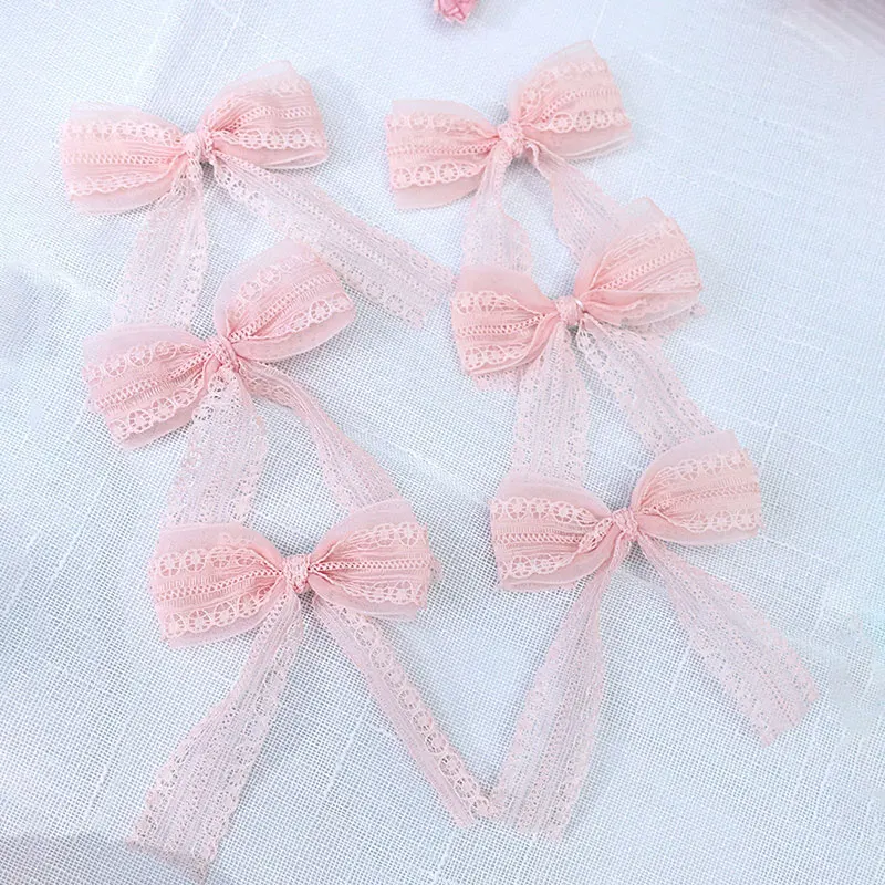 5/6Pcs Pink Lace Hairpins Girl Princess Bowknot Hair Clips For Girl Kids Barrettes Korean Hairgrips Headwear Hair Accessories