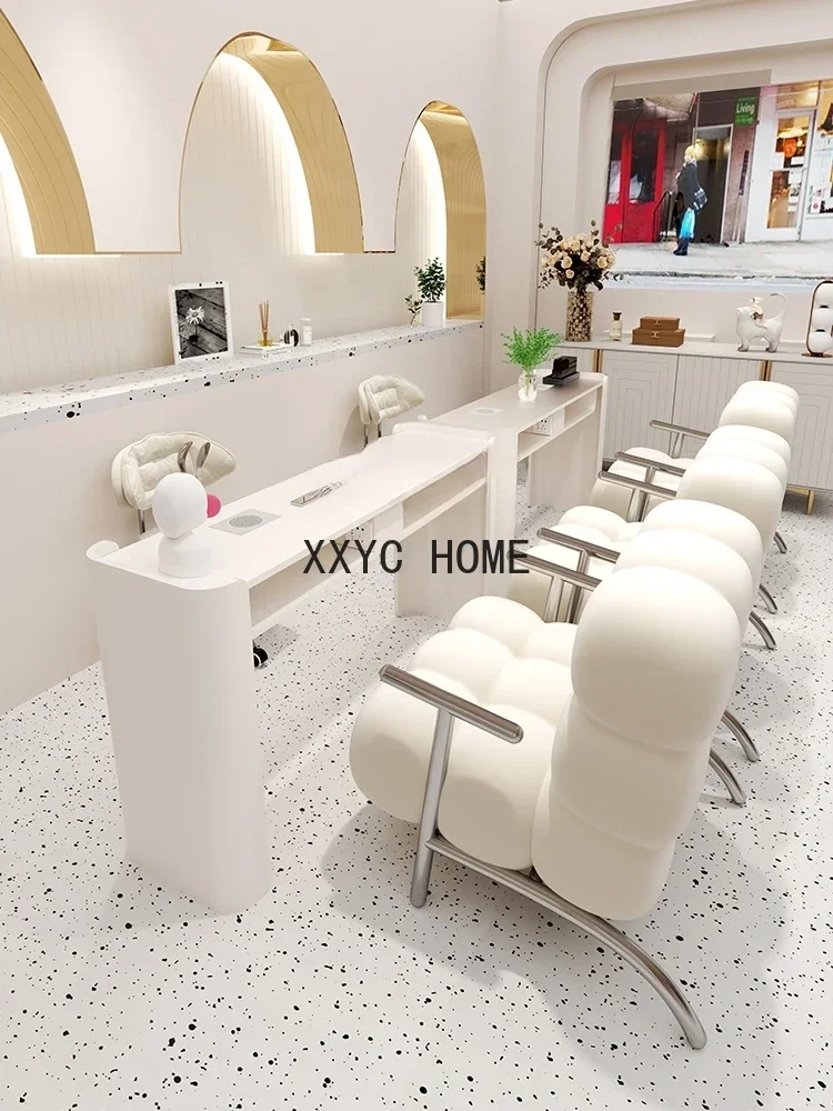 

Комплект маникюрного стола и стула в кремовом стиле, одинарный/двойной маникюрный стол с пылесосом