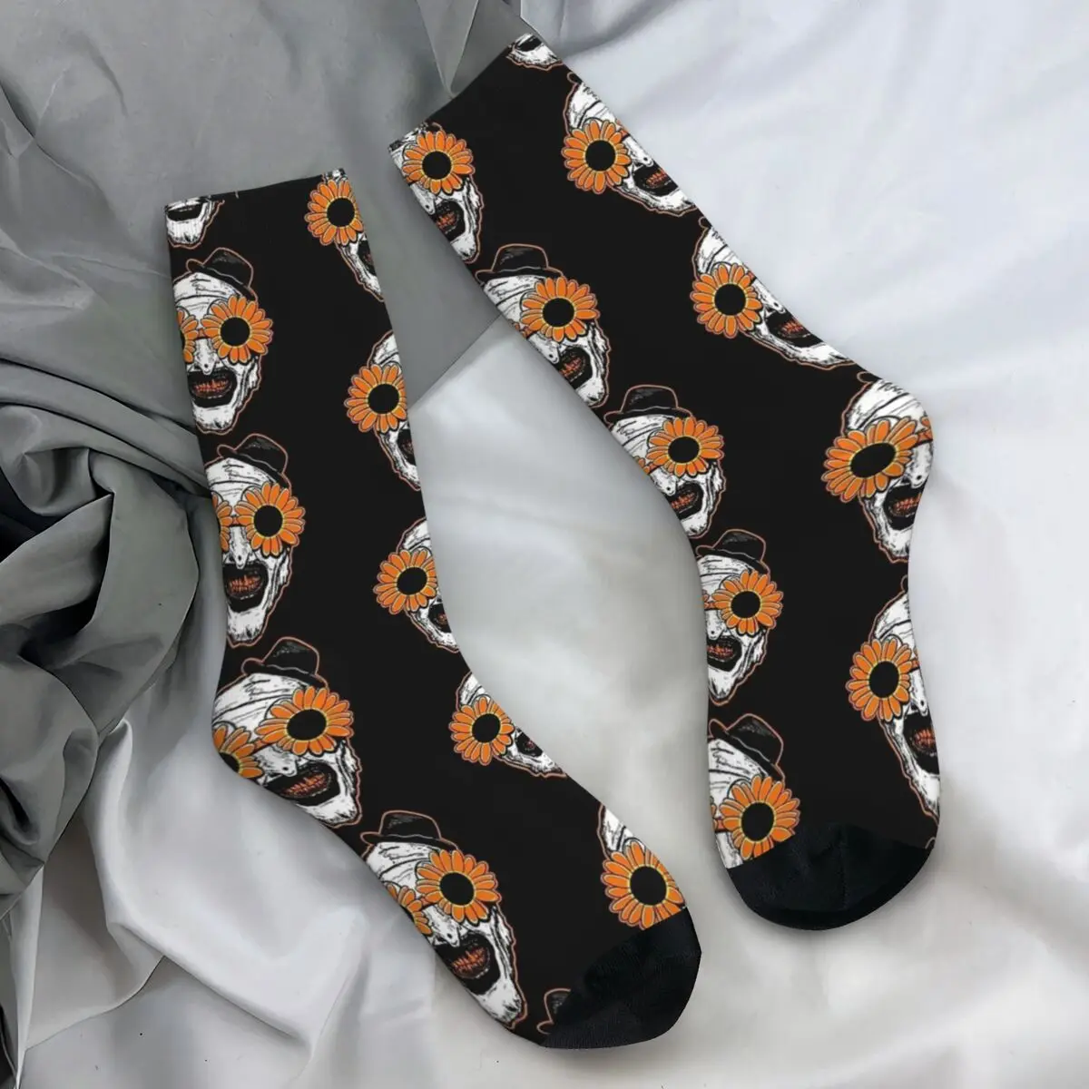 Kobiety Mężczyźni Skarpetki Słonecznik Okulary przeciwsłoneczne Horror Clown Movie Art Terrifier Pończochy Jesień Śmieszne Miękkie Skarpety Zewnętrzne Skarpety Antypoślizgowe