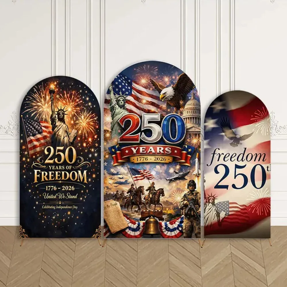 

American 250 Years of Freedom Arch Backdrop Cover Independence Day Backdrop Celebration Anniversary USA 4th of July Party Props