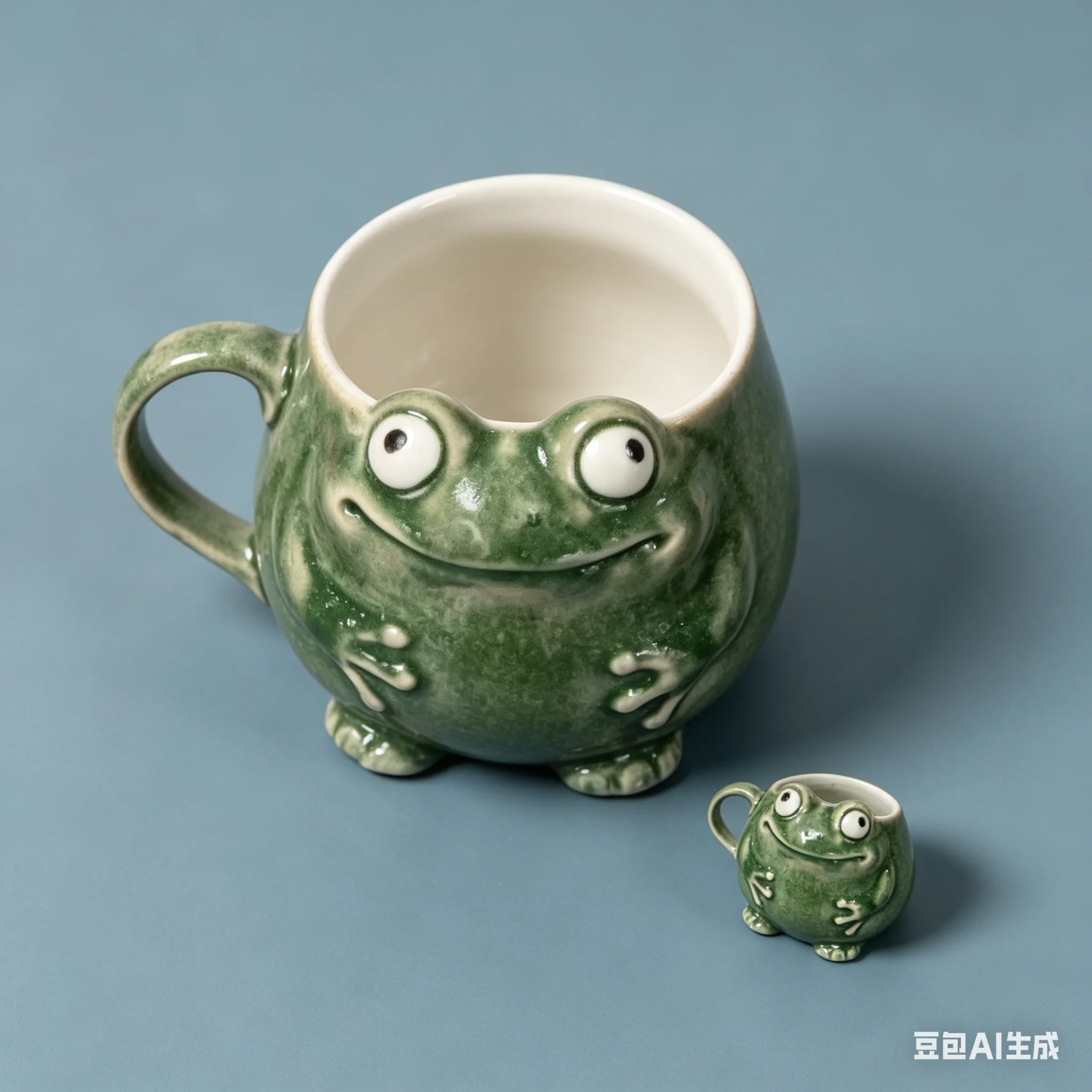 YING Vintage Style Frog Ceramic Mug Set with Matching Spoon Cute Home Office Coffee Cup Drinkware Ideal Gift