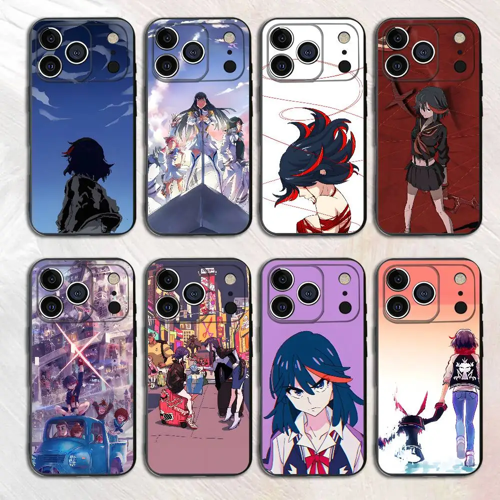 

Anime R-Ryuko M-Matoi Black Phone Case For iPhone 17,16,15,14,13,12,13,12 Pro Max Plus XS XR Silicone Soft Back Cover