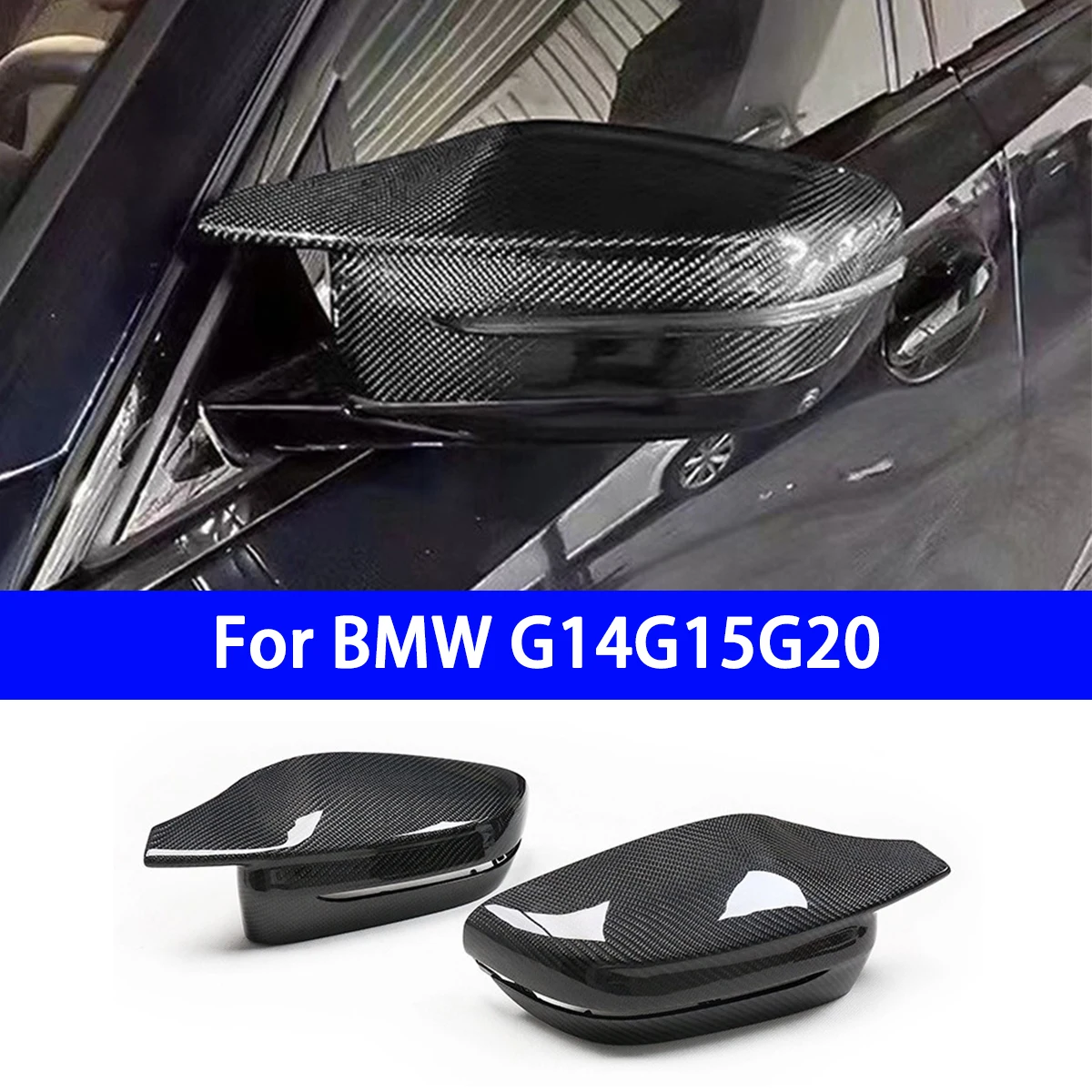 Suitable for BMW G14G15G20 Cow Horn Genuine Carbon Fiber Rearview Mirror Housing Cover, Factory Model, Left-hand Drive