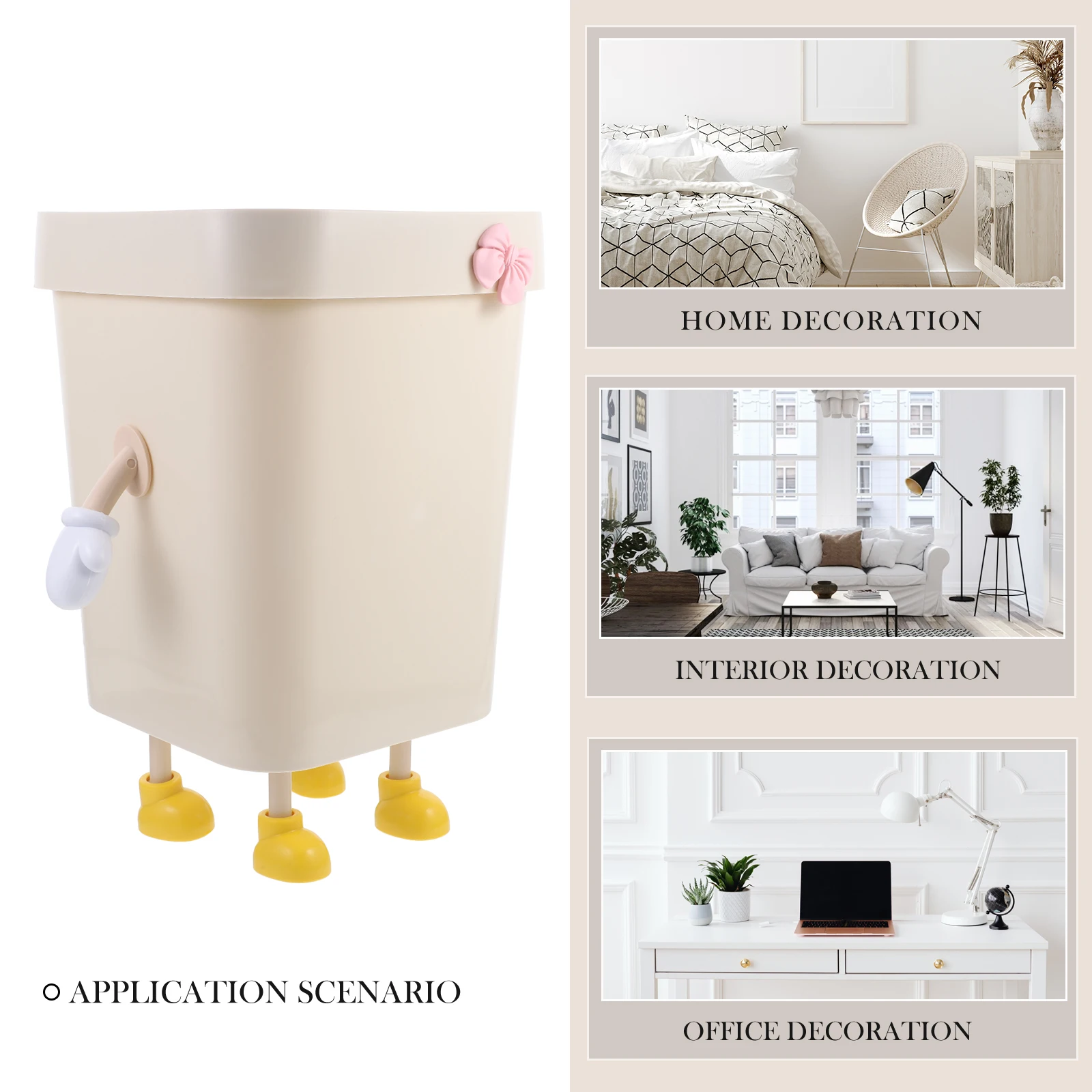 

Large Capacity Plastic Trash Can Decorative Cut Design for Bedroom Bathroom Office Home Use Modern Waste Bin Storage Basket