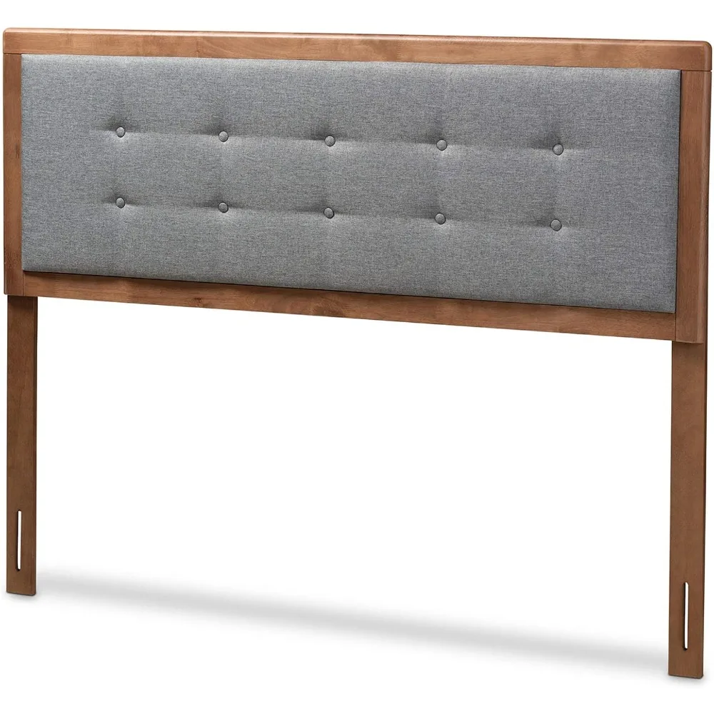 

Изголовье с обивкой темно-серого цвета королевского размера и орехового цвета