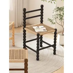 Retro Woven Solid Wood Chair French Furniture Design Medieval Dining Chair Simple Bedroom Dressing Chair Interior Furniture