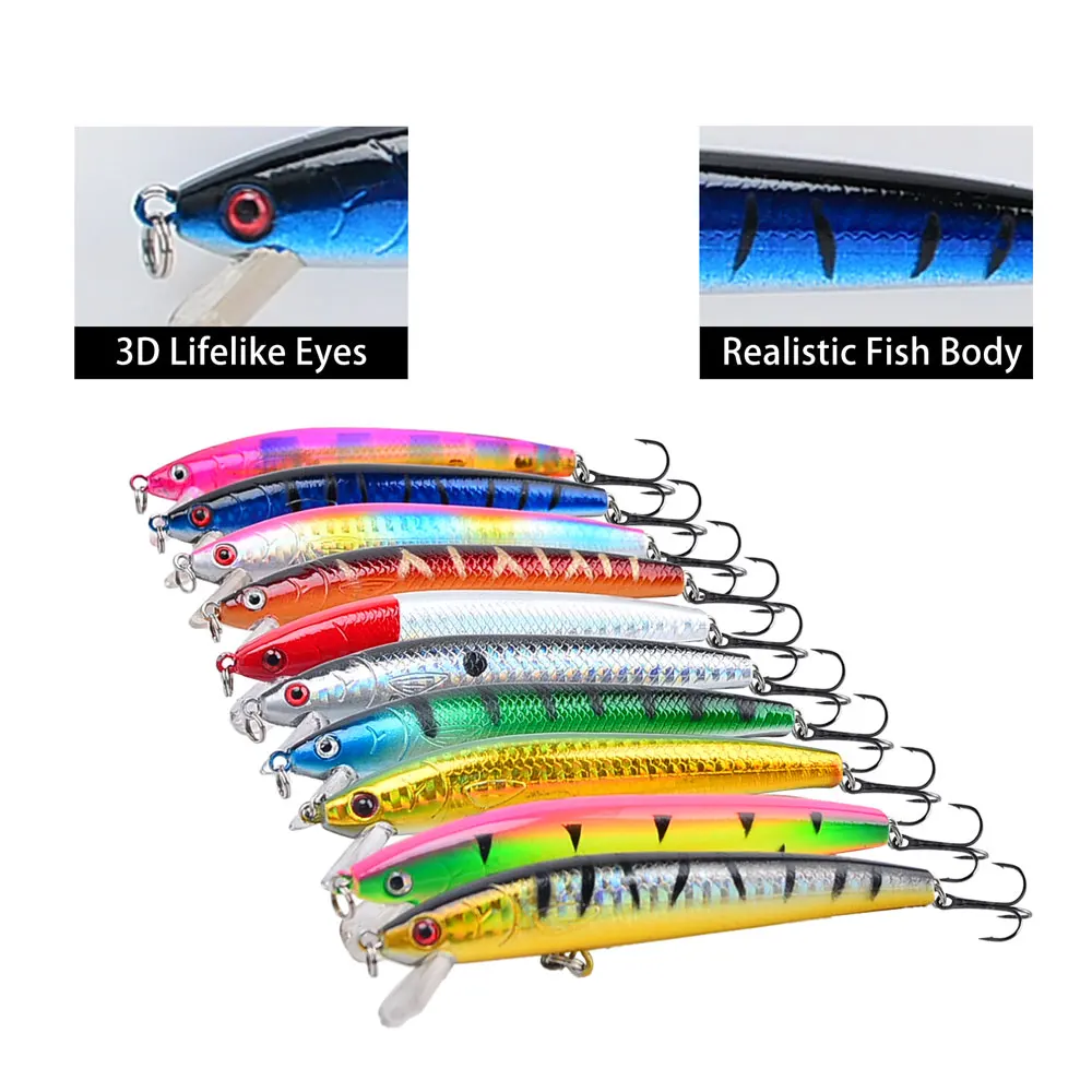 18Pcs Minnow Fishing Lure Artificial Bionic Swing Hard Bait with Tackle Hook Wobbler Pesca for Bass Pike