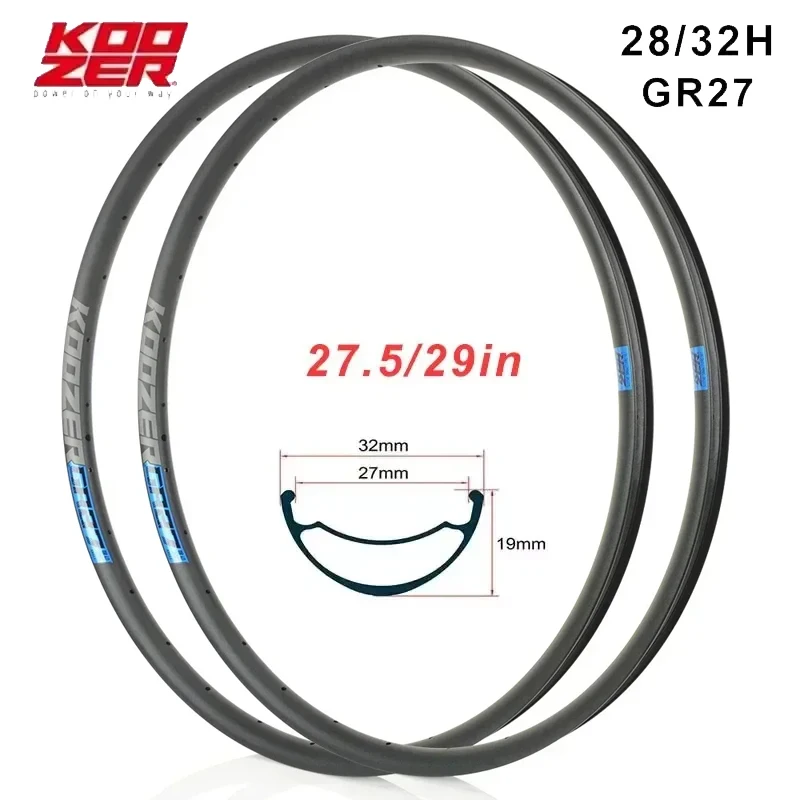 

Koozer GR27 4D Smart Drilling Bike Rim | Gravel/MTB 27.5/29" & 700c 28/32H 27mm Inner Width | High-Strength Alloy Cycling Wheel