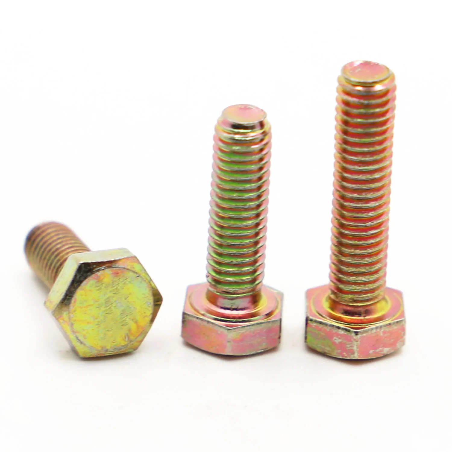 M6 M8 M10 M12 Metric Threaded  Color Zinc Carbon Steel External Hex Hexagon Head Cap Screws Bolts