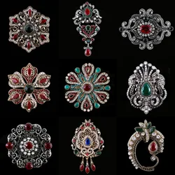 Baroque Style Vintage Women Men Fashion Crystal Brooches Pins Retro Palace Metal Badges Lapel Pin Unisex Party Corsage Jewelry