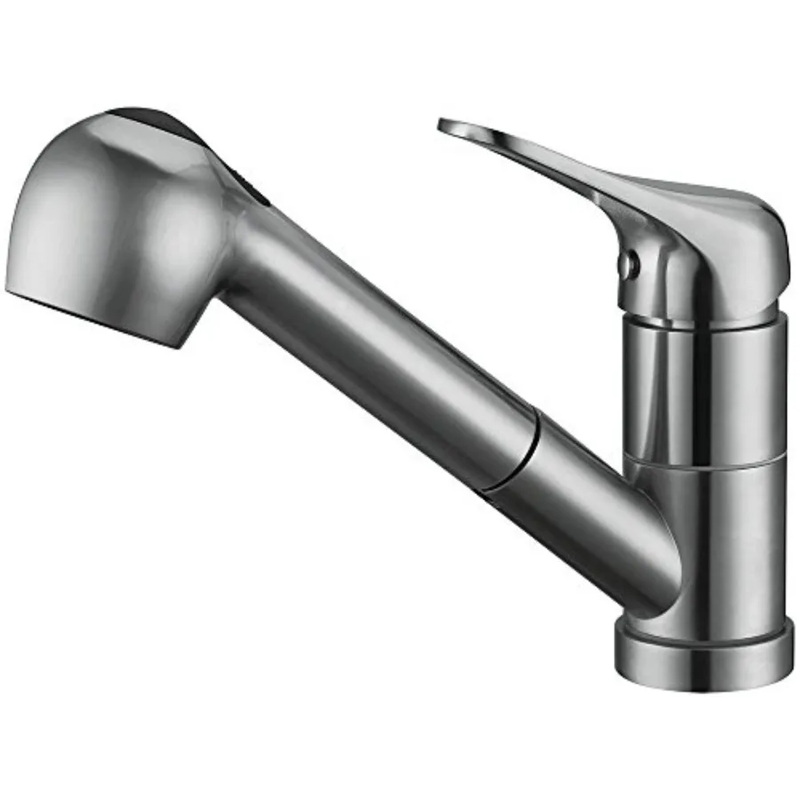 

Stainless Steel Single Handle Pull Out Kitchen Faucet 1 Hole Kitchen Sink Faucet for Farmhouse Camper Laundry Rv Bar EW-083L-BC