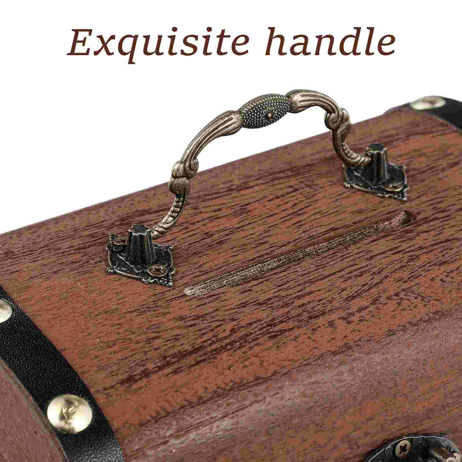 Suitcase Vintage Treasure Chest Baby Wallets for Men Bracelet Women Metal Storage Bins Wood Piggy Bank