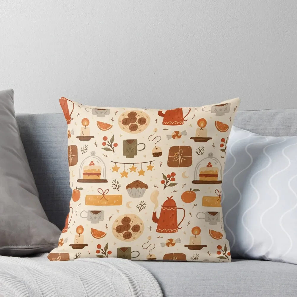 Festive Tea Time Throw Pillow Sofa Cushions Covers Christmas Pillow Cases pillowcases for sofa cushions Pillow Cases