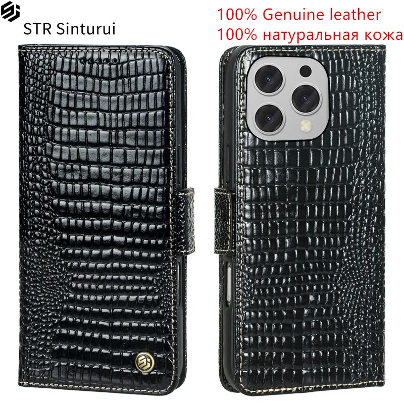 

STR 100% Genuine leather lizard grain card Slot Wallet Cover For Doogee N55 PIus Pro X96 X97 Pro Flip Fall prevention phone Case