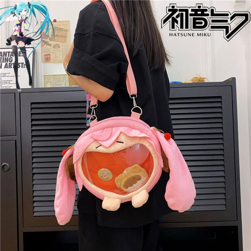 

Hatsune Miku Pain Bag Cherry Blossom Лолита Рюкзак Милый мультяшный плюшевый мешок для женщин Большая вместительная сумка через плечо Подарок