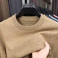 2025 nuevo suéter Casual para hombre, suéter tejido de manga larga con cuello redondo, Top versátil de moda con patrón de diamante