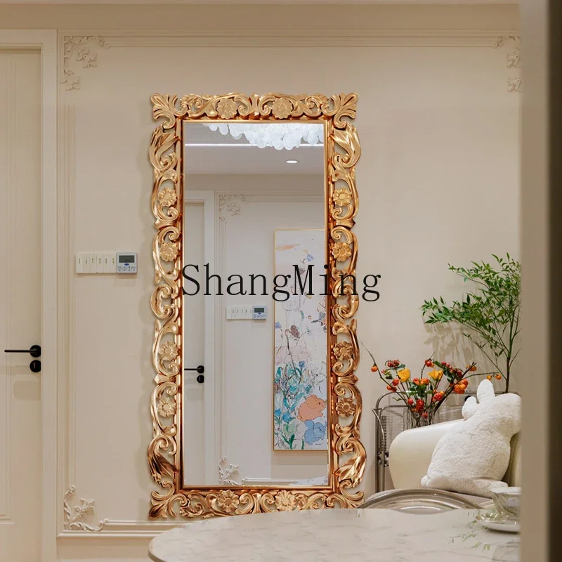 

DHY carved mirror retro floor-to-ceiling bedroom full-length mirror clothing store large mirror