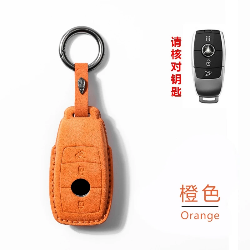 

Car Suede Leather Key Case Cover Bag For Mercedes Benz E200 E300 W213 W210 W211 AMG W204 C E S CLS CLK CLA SLK Accessories