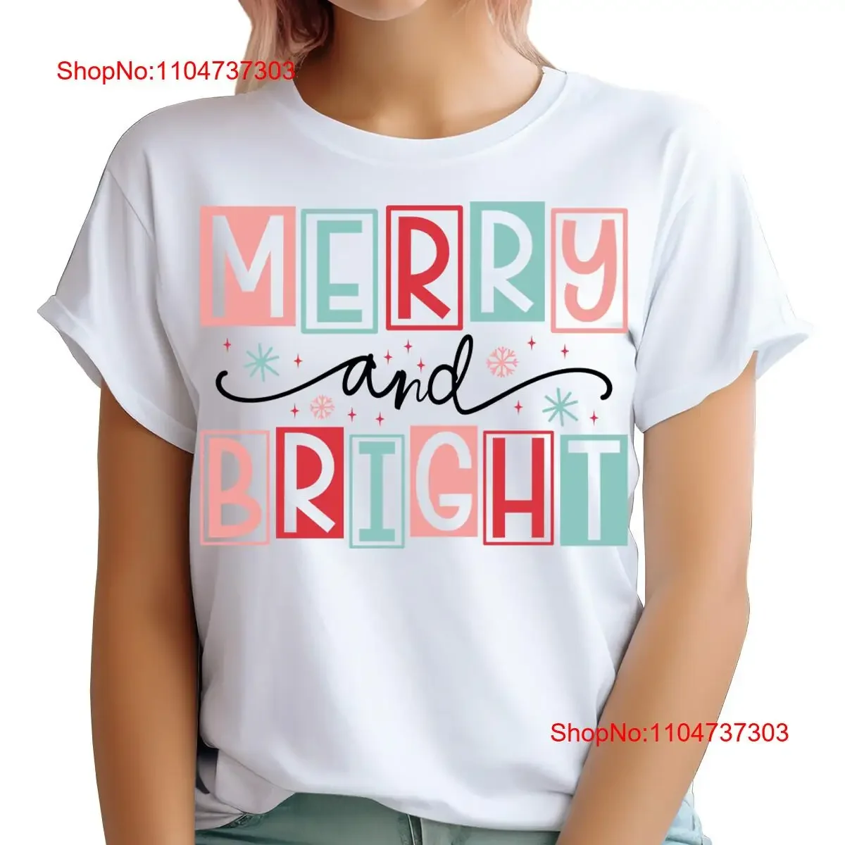 

Футболка Merry and Bright, женская рождественская праздничная MC, винтажная стираная дизайнерская одежда, растянутая дышащая мужская повседневная футболка с графикой