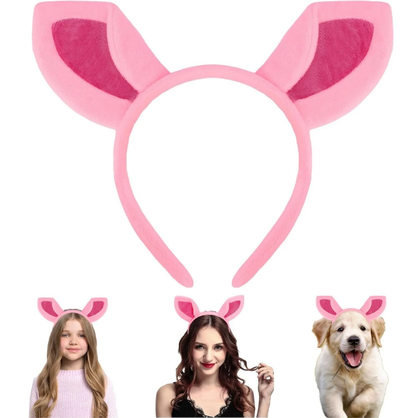 Diadema con orejas de cerdo de felpa, accesorio para el cabello divertido y Kawaii para humanos y mascotas, Ideal para fiestas de disfraces, sesiones fotográficas, 1 unidad