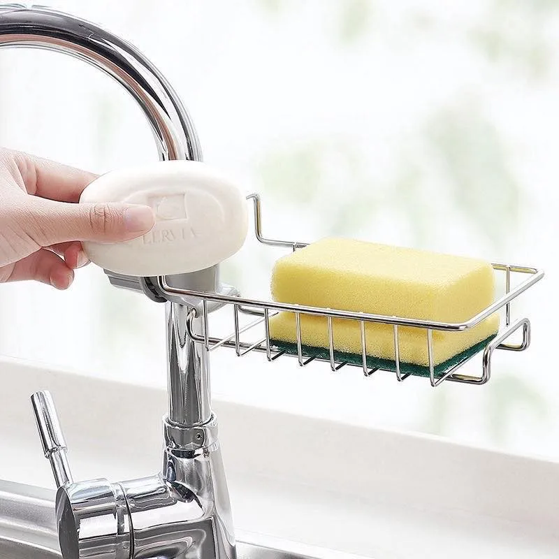 

Kitchen Stainless Steel Sink Drain Rack Sponge Storage Faucet Bracket Kitchen Accessories Soap Drain Towel Rack Storage Rack