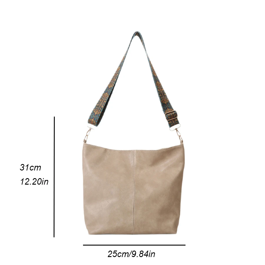 European and American New Fashion Style Large Capacity Bucket Bag, Solid Color Pu Fashion Shoulder Bag for Women, in Stock