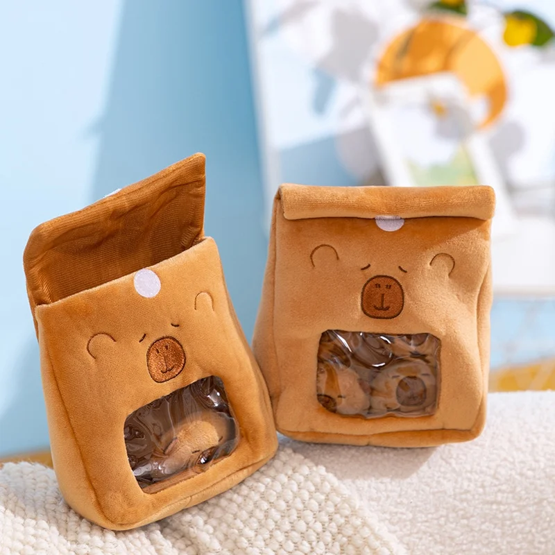 스낵 백에 크리 에이 티브 카피바라 4 개의 공 플러시 장난감 동물 귀여운 재미 있은 2 대 1 아기 인형 Kawaii 홈 장식 생일 선물