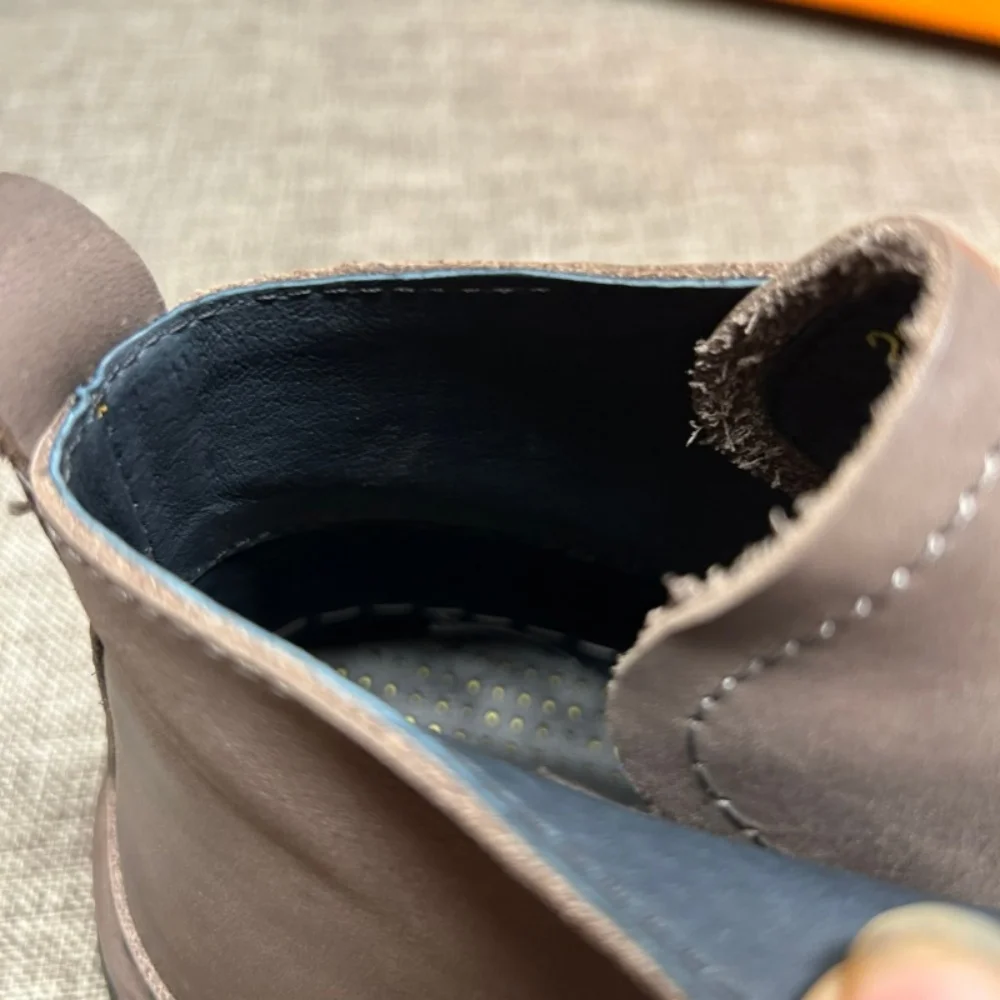 QHCCID أحذية رجالية عالية الجودة من الجلد الطبيعي على الطراز القديم، أحذية قطنية دافئة للرجال بنعل داخلي #4