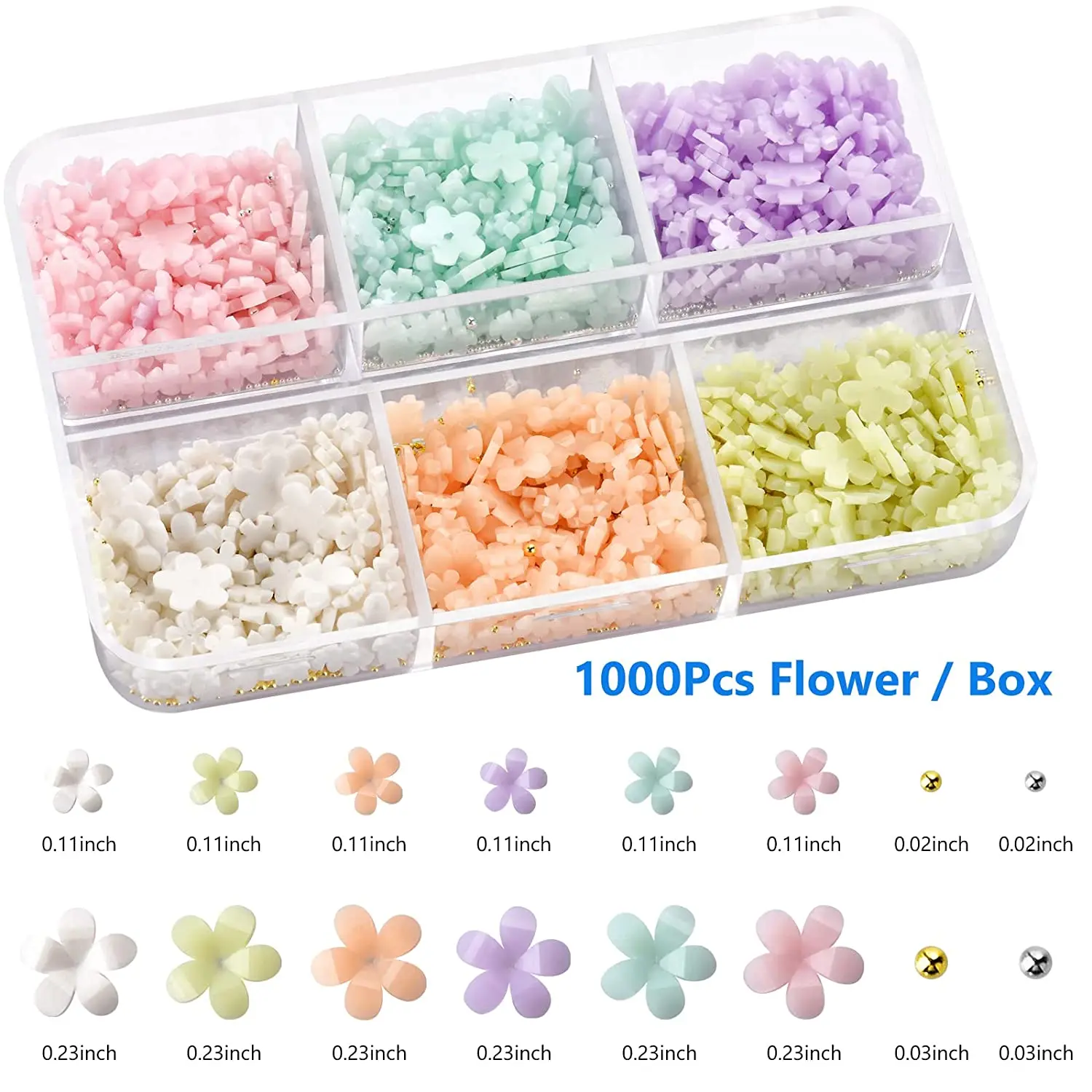 Sun Light UV Sensitive Changing Color Nail Flower Charms Florets Color Changing Nail Ornament 12 Grids/Box Nail Art Decorations