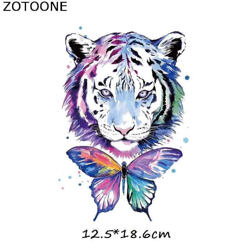 ZOTOONE Colorful Animal Patch Heat Transfers For Kids Clothes DIY T-shirt Butterfly Tiger Patches For Clothing Iron Applique E