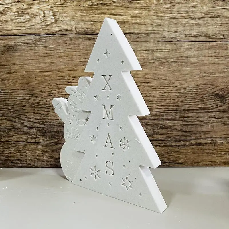 Stampo in silicone per albero di Natale Stampo in gesso Fai da te Pupazzo di neve di Natale Babbo Natale Candela Ornamento per la casa Artigianato Stampi in resina di gesso di cemento