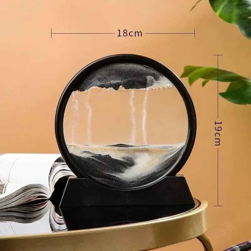 3D Klepsydra Quicksand Moving Sand Art Picture Round Glass Deep Sea Sandscape Craft Flowing Painting Office Home Decor Gift