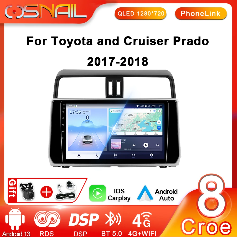 Radio samochodowe Android Auto dla Toyota Land Cruiser Prado 150 2018-2020 z Bluetooth Samochodowy multimedialny odtwarzacz nawigacji GPS