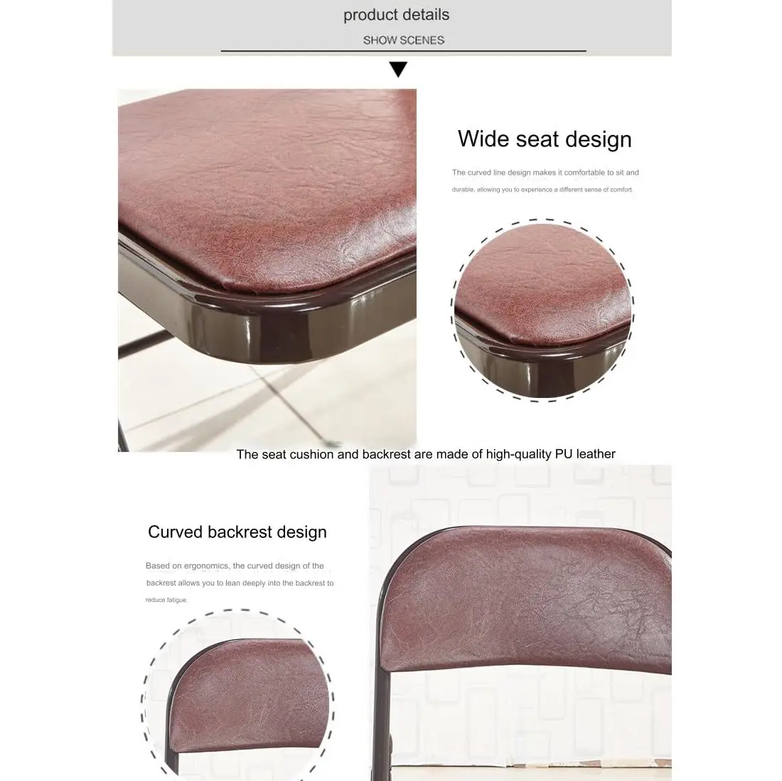 Folding Chairs Set Leather Padded Metal Frame Office Kitchen Garden Event Chair, Customized