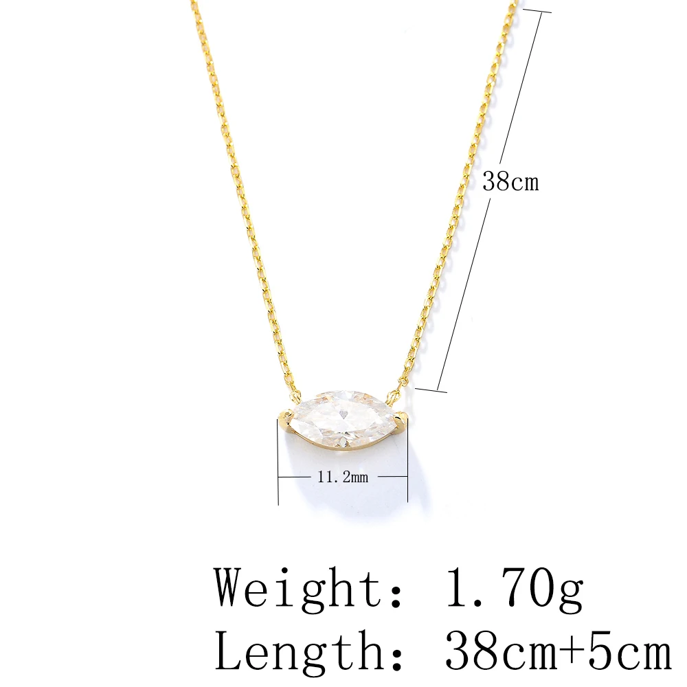 New Style Lower Price 925 Zircon Stone Marquise Pendant Claw Setting Necklace