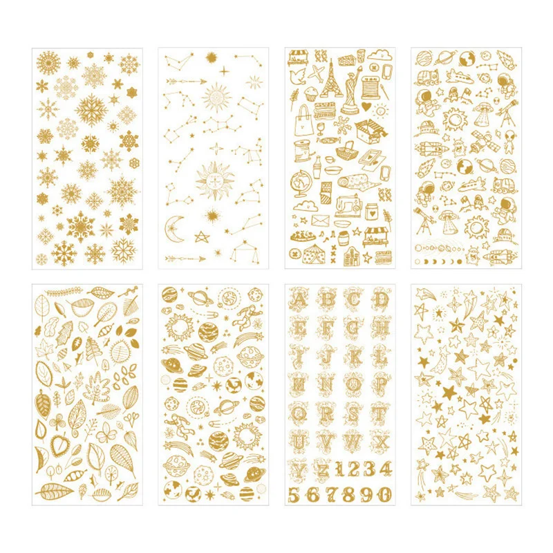 New Golden Planet Decoration Stickers Universe Space Sticker for Diary Photo Phone Diy Scrapbooking Stationery School Supplies