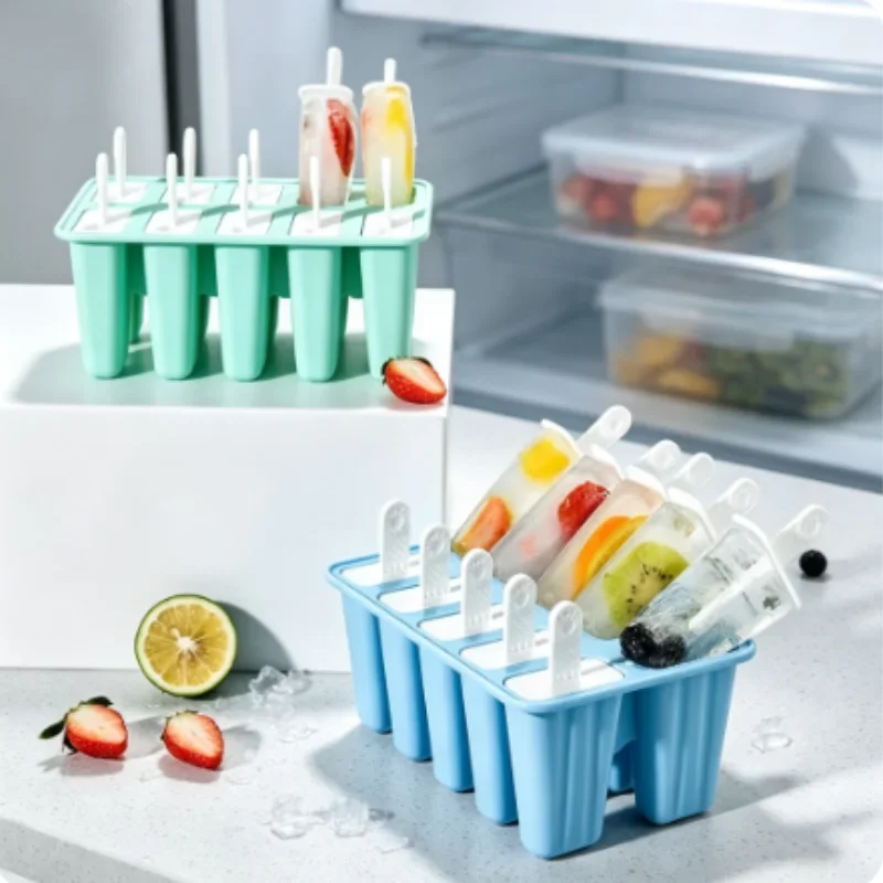 BPA Free Silicone Popsicle Molds 6/10 Cavities Reusable Easy Release Ice Pop Molds For Home DIY Ice Cream Making