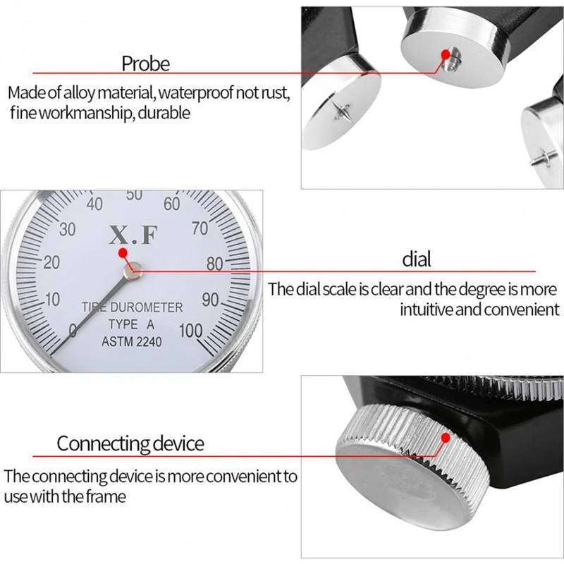 Shore Durometer 0-100 HA Rubber Tire Hardness Tester Meter For Plastic Leather Rubber Multi-Resin