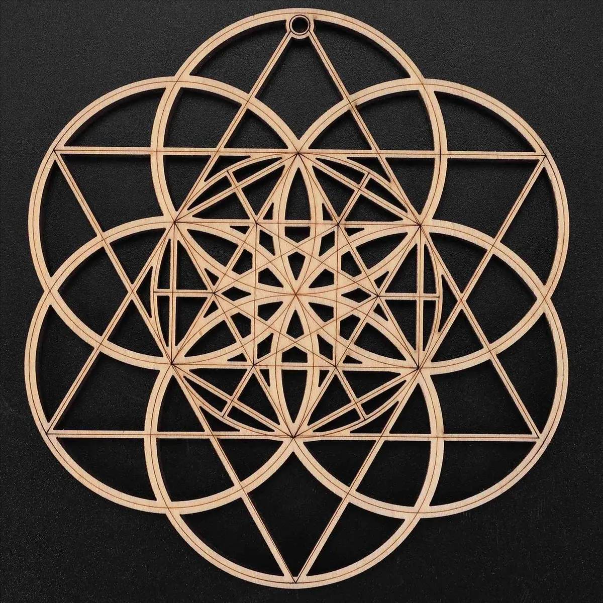 BAAQ 8Pack 14cm Wooden Wall Sign Flower of Life Shape Coaster Wood Wall Art DIY Coaster Geometry
