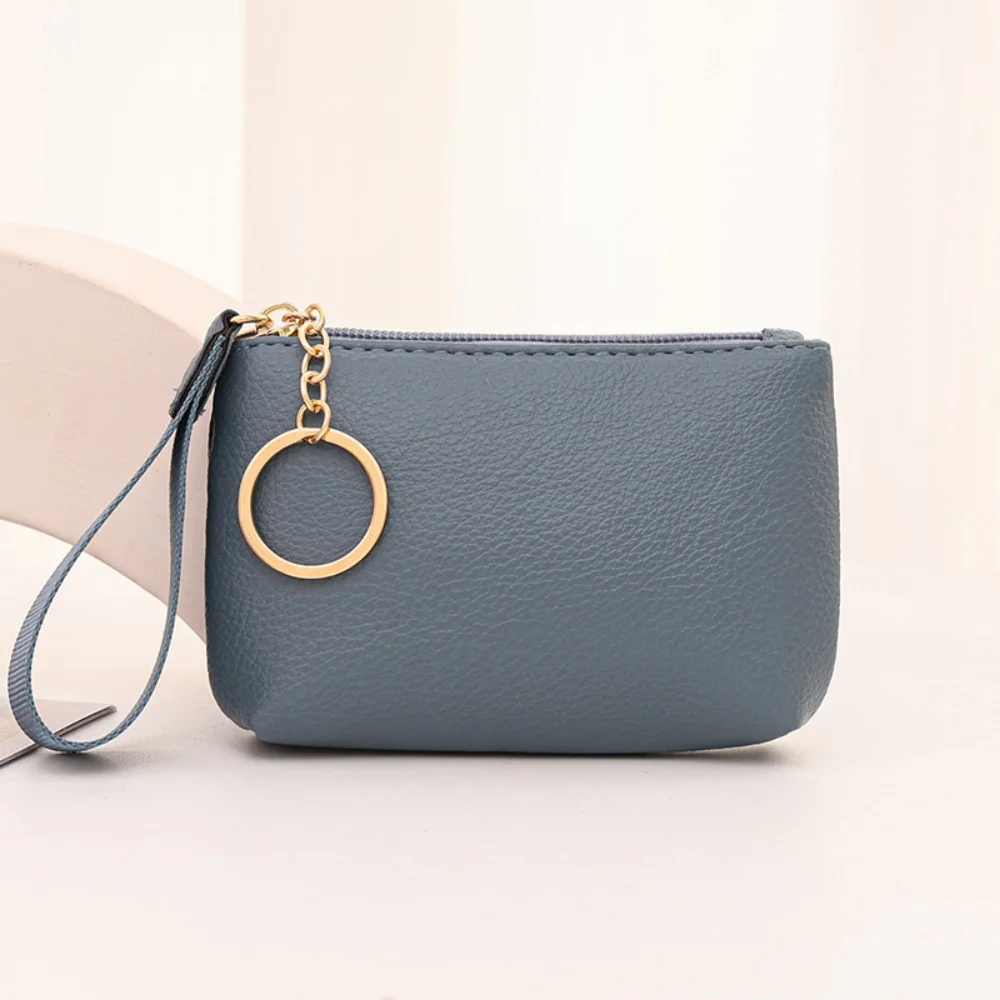 Solid Color Handheld Small Bag Zipper Short Small Bag Women's PU Leather Wallet Mini Coin Key Bag Multifunctional Pendent Wallet